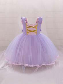 Vestido de tul morado para bebés niñas, perfecto para fiestas de juegos de rol, reuniones, actuaciones y ocasiones formales
