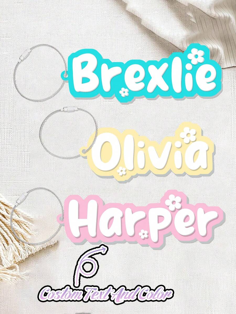 1 件个性化可定制姓名返校个性化亚克力字母钥匙扣礼物，背包姓名标签，可爱儿童背包姓名钥匙扣，布袋标签，午餐盒标签，包挂钥匙扣，配有可爱配饰，色彩丰富，可爱，简约，有趣，极简主义，通用，基本款，定制，个性，独特，