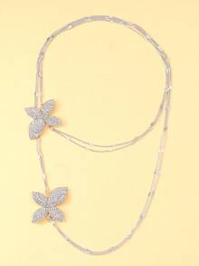 1 件花瓣吊坠项链，双层水晶项链，优雅女士派对珠宝 - 花朵 - 查看 6