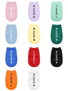 [Customized]Pet Clothing, Cat/Dog Vest & T-Shirt, Comfortable Breathable Cute Design With Heat Transfer Printing, Please Specify The Text And Numbers You Want To Add When Placing The Order!,Pet Supplies,2025 Halloween Accessories,Personalized With Pet's Name