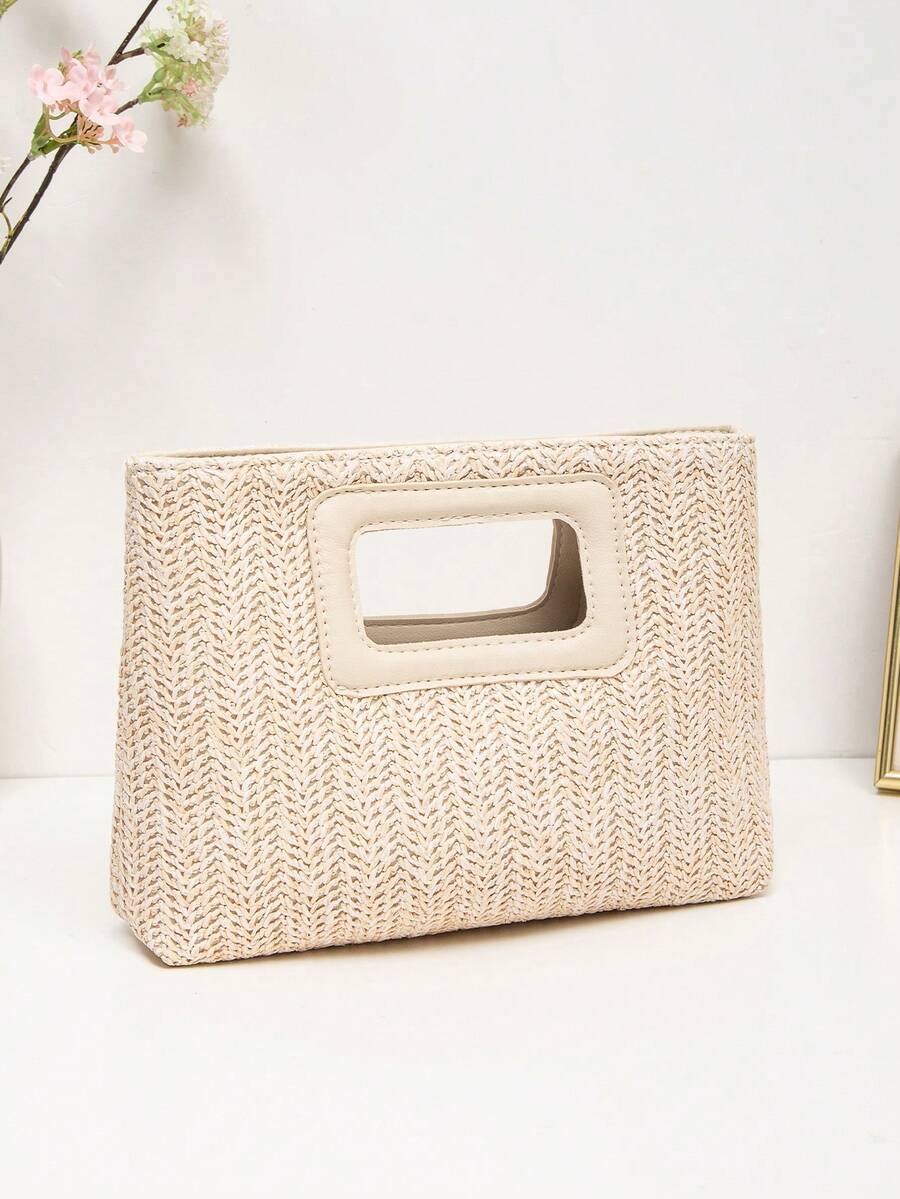 迷你沙滩包腕包零钱包女士手提包，新款春夏托特包，独特单肩斜挎包，甜美方形钱包