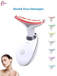 1PC Halal Beauty 7-In-1 Dolphin Face & Neck Massager With 160° Head & 7 LED Lights - CE ROHS Certified Facial Slimming Tool, Skin Care Gift For Women, Mother, Sister - White - View 2