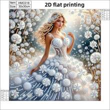 1 件钻石画套装，描绘身穿婚纱的女人，2D 平面打印，特殊形状钻石局部刺绣马赛克工艺品，手工创意艺术品，适合家居装饰墙，无框 - 彩色 - 查看 7