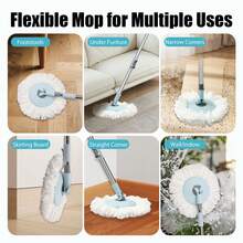 Spin Mop And Bucket With Wringer Set,360° Mop And Bucket System With 3 Microfiber Mop Refills And 50" Extended Handle For Floor Cleaning - Màu xanh lam - Xem 7