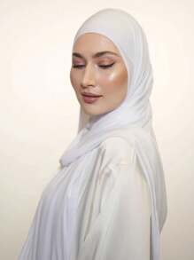 1 buc Eșarfă Hijab din bumbac modal, elegantă, casual, mătăsoasă, moale, cu model solid, stil turban, pentru viața de zi cu zi, călătorii, întâlniri