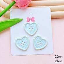 10pcs Plaid Heart Shaped Button Decoration Accessories Hair Clips Phone Cases Clothing Sewing Craft DIY Materials