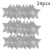 12 pezzi/24 pezzi Decorazioni per posate natalizie a forma di stella, set di decorazioni da tavola in feltro con fiocchi di neve per coltello, forchetta e cucchiaio, decorazioni natalizie
