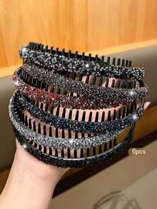 6个时尚水钻发圈，防滑发夹，适合日常使用 - 彩色 - 查看 2