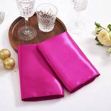 25pcs Satin Finish Rose Pink Napkins, 17" X 17", Silky Dinner Napkins For Weddings, Banquets, Birthday Parties, Restaurants, Hotels, Daily Decoration