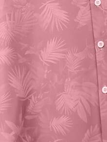 FEIAO 男士复古硬币图案衬衫，涤纶数码印花，短袖，时尚百搭，轻盈面料，适合日常休闲穿着和旅行。 - 粉色 - 查看 5