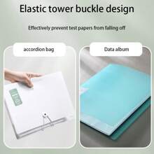 1pc Cute Exam Paper/Document Organizer Bag, A4 Size Subject Separation Accordion File Folder For Office, School, Students,For School Supplies,Back To School