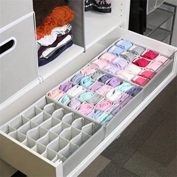 1/2pcs Kids Foldable Drawer Organizer Boxes, Suitable For Socks, Ties And Underwear, Space Saving, Fit For Home Closet Organization, Valentine's Day Gift