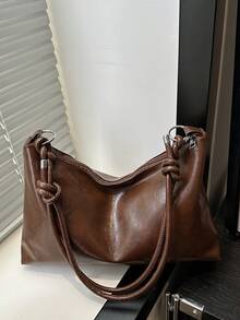 时尚新款简约新月形包多功能斜挎单肩包，适合逛街、钱包、购物、年轻女性、大学生、新人、白领。非常适合办公室、大学、工作、商务、通勤、户外活动、旅行和郊游 - 咖啡棕 - 查看 3