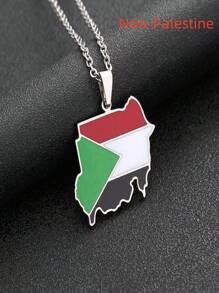 Elegante colgante de acero inoxidable con mapa de la República de y bandera, collar (sin)