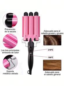 Rizador de tres cilindros,Rizador de huevos, temperatura ajustable - Negro - Ver 4