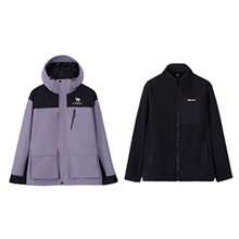CAMEL CROWN 3-In-1 Ski Jacket, Warm Mountaineering Jacket, Waterproof Snow Hiking Gear - Night Purple Phantom Black - View 2
