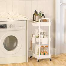 3 Tier Rolling Storage Cart With Drawers Rolling Utility Cart With Drawers,Room Decor,Bathroom Decor,Rolling Utility Cart Rolling Storage Organizer Tool For Kitchen,Bathroom,Living Room,Office Outdoor Decor - 白色 - 查看 3