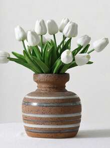 10 White Artificial Romantic Tulips. Suitable For Room Decoration, Wedding Arrangement And Festival Decoration. Suitable For Outdoor Garden Decoration, Indoor And Outdoor Decoration, Vase Decoration, Fake Plants, Four Seasons Decoration, Room Decoration, Home Flower Art, Indoor And Outdoor Garden Windowsill Porch Potted Plants