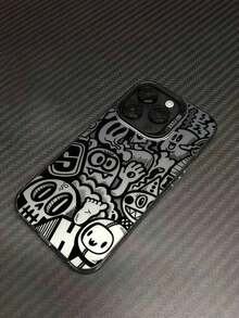 Black Graffiti Phone Case Compatible With  16/16 Plus/16 Pro/16 Pro Max,  15/15 Plus/15 Pro/15 Pro Max,  14/14 Plus/14 Pro/14 Pro Max,  13/13 Pro/13 Pro Max,  12/12 Pro/12 Pro Max,  11/11 Pro/11 Pro Max,  7/8 Plus,  Xr/Xs Max Waterproof Shockproof Anti-Fall Scratch Resistant - Kiểu 1 (1 cái) - Xem 4