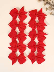 10个/40个经典纯色蝴蝶结发夹，适合女孩，有白色/红色/藏青色/黑色可选，休闲简约的返校季发饰 - 彩色 - 查看 4