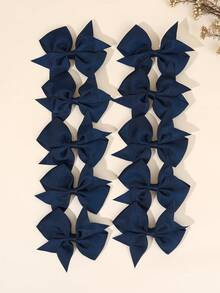 10个/40个经典纯色蝴蝶结发夹，适合女孩，有白色/红色/藏青色/黑色可选，休闲简约的返校季发饰 - 彩色 - 查看 5