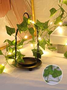 1 pieza Planta artificial de enredadera, de hiedra, con luces de hadas de alambre de cobre de 2M/78,47", para decoración de habitaciones, cortinas, paredes, dormitorios, bodas, fiestas de cumpleaños, regalos, decoración de graduación, vuelta al cole, festival Obon de Japón, Halloween.