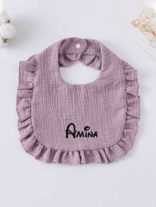 1 Set Personalized Baby Bibs, Customized Baby Name Bibs, Embroidered Name Bibs, Gift For Baby Girl, Ideal Gift For Newborn Baby Shower,Baby Accessories - Multicolor - View 5
