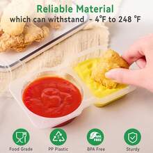 20PCS Double Compartment Condiment Container With Lids - Reusable Snack Pack Containers For Take-Out Sauces, Portion Control - Trong suốt 20PCS - Xem 11