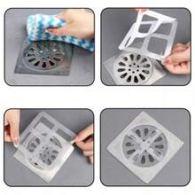 100pcs Pack Disposable Drain Clog Preventer Filters (Recommend To Replace Every 2-3 Days), (Watch The Video Before Use) Disposable Shower And Bathtub Hair Catcher, Easy Install Drain Filter Sticker, Kitchen Sink And Laundry Room Disposable Drain Cover, Effectively Block Hair And Prevent Insects Entryway Decor Kitchen Rug - Grey - View 4