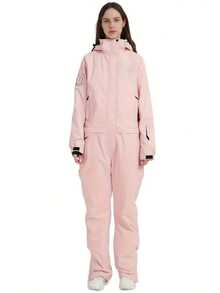 1 件粉色女式连体滑雪服，带拉链口袋和拉链通风口，女式滑雪运动连体衣，适合户外活动，冬季运动滑雪装备，加固结构，功能性滑雪设备，耐用雪具，滑雪服女式滑雪服 - 粉色 - 查看 10