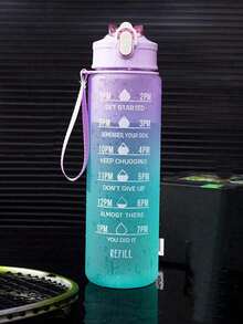 1 pieza Botella de agua de plástico de gran capacidad de 280ml/750ml/2000ml, con color degradado, acabado mate, botella de agua deportiva portátil - Multicolor - Ver 5