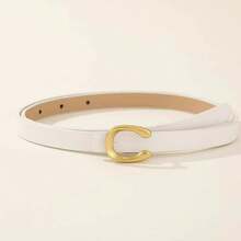 豹纹字母 U 型合金扣女士细腰带 - 适合休闲、商务、约会、派对 - 四季通用女士腰带设计师腰带女士时尚腰带黑色腰带女士腰带连衣裙腰带女式 PU 皮革 - 彩色 - 查看 9