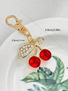 1 pieza/4 piezas Llavero/colgante con gota de aceite de cereza y fresa | Accesorio con forma de fruta adorable para bolso/teléfono, un pequeño regalo encantador para amigos y seres queridos, esencial para accesorios de coche de chicas góticas y Y2K