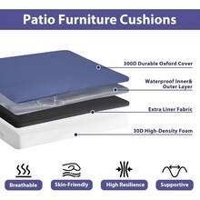 Outdoor Chair Cushions Set Of 4, Waterproof Outdoor Seat Cushions For Patio Furniture, Patio Chair Cushion With Handle And Ties, Square Out Door Chair Pads,19" X 19" X 3", Navy Blue