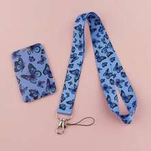 1 件蓝色、紫色、粉色、黑色蝴蝶图案卡夹挂绳，带硬壳，适用于公交卡、身份证、工作证、学生证、展览卡、活动徽章夹、学校用品、返校 - 彩色 - 查看 8