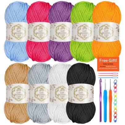 5 pièces/10 pièces Fil motif, fil mélangé doux pour artisanat DIY, fil à coudre pour vêtements, tricot de foulard et bonnet fait main, artisanat DIY