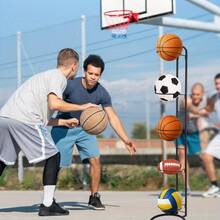 5 Tier Layer Ball Stand Holder For Footballs, Basketballs, Volleyballs, Detachable Ball Storage Rack Metal Ball Organizer Football Holder Stand Basketball Rack Display Stand For Home Gym - Variant - View 9