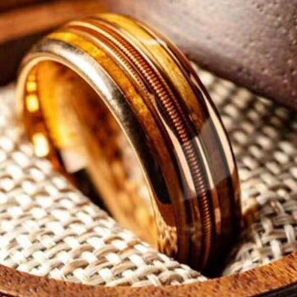 Fashion Casual Double Wood Grain Three-String Pattern Ring Jewelry For Men, Daily Commute GiftFashion Casual Double Wood Grain Three-String Pattern Ring Jewelry For Men, Daily Commute Gift
