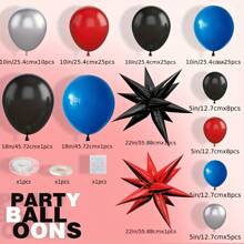 121 Stücke schwarze, rote und marine Ballon Bogen und Girlande Set, Spinnen Thema Ballon Bogen geeignet für Männer, enthält Sternballons und Folienballons, ideal für Baby Shower, Spinnen Thema Geburtstags-Party Dekoration