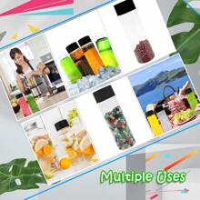 Pack de 24 bouteilles de jus en plastique PET transparent de 10 oz avec couvercles noirs. Bouteilles de smoothie en plastique idéales pour le jus, le lait et les boissons maison
