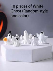 10Pcs Random Color Mini Resin Halloween Decorations - DIY Desktop Small Ornaments, Includes Skull, Ghost, Castle, Bat, Grim Reaper & Duck Figures, Ideal For Home Decor, Perfect For Desktop Display And Party Favors
