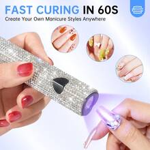 CHRISTINE SHELLY Portable Handheld Professional Nail Lamp, Nail Polish Glue Drying And Curing, 300mah Battery, Battery Storage Use, Mini Portable, Suitable For Home, Vacation And Professional Salon Use, Gift, White - 白鑽 - 查看 5
