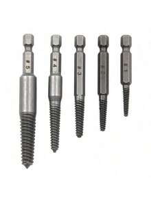 5pcs/Set Hexagonal Shank Broken Head Screw Extractor Screw Broken Head Screwdriver For Taking Out Electric Drill Tool Set,Tool Accessories - Silver - View 10