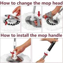 Spin Mop And Bucket Set 360 Spin Mop And Bucket Stainl Steel Floor Cleaning System With 3 Replacement Heads - màu đen - Xem 4