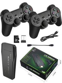 Consola de Juegos Retro  64G con Doble Control Inalámbrico 2.4G, Game Stick TV Consola de Juegos Incorporada 20000, Salida 4K, Mini Consola de Videojuegos USB HD para TV