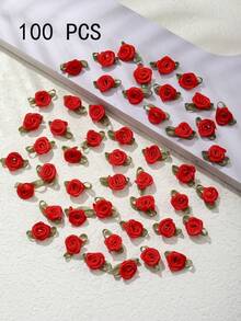 50pcs Polyester Leaf Rose Flowers, Handmade DIY Craft Decorative Small Flower Petals, Hair Accessory Bowknot Decors, Clothing Sewing Supplies - Multicolor - View 23