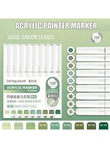 Languo 240/192/96 Colors Straight Liquid Soft-Bristled Acrylic Marker Pen, Student Art Professional Painting And Drawing Filling Color Brush, Diy Graffiti Painting Character Skin Color Pen, Skin Beauty Pen, Waterproof And Stackable Color Acrylic Marker Pen That Can Paint Wood/Stone/Glass , Back To School Gifts