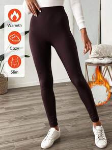 Leggings Deportivo Termico Cómodo Alta Compresión Leggings Fitness Sin Costuras Mujer - Café integral - Ver 4