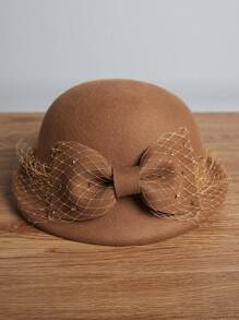 1 peça, boina nova, 2025, chapéu de feltro estilo francês para mulheres, outono/inverno, vintage, versátil, feltro de lã, aba enrolada, véu de malha, roupas de outono