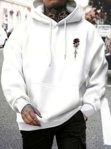 Herren Herbstkleidung, Hoodies für Herren, Rosenprint, Geschenke für Männer, Herren Herbstkleidung, Essentials Hoodie, Grafik Hoodie, Langarmshirts, Trainingsanzüge für Herren, Freundesgeschenke, Herbst- und Wintermuster Herren Hoodie Oberteil, Herren lässiges minimalistisches Muster bedruckter warmer Hoodie Sweatshirt, Langarm Kapuzensweatshirt mit Kordelzug und Tasche, Herrenkleidung, Pullover für Herren, Herrenmode - Weiss - Übersicht 1